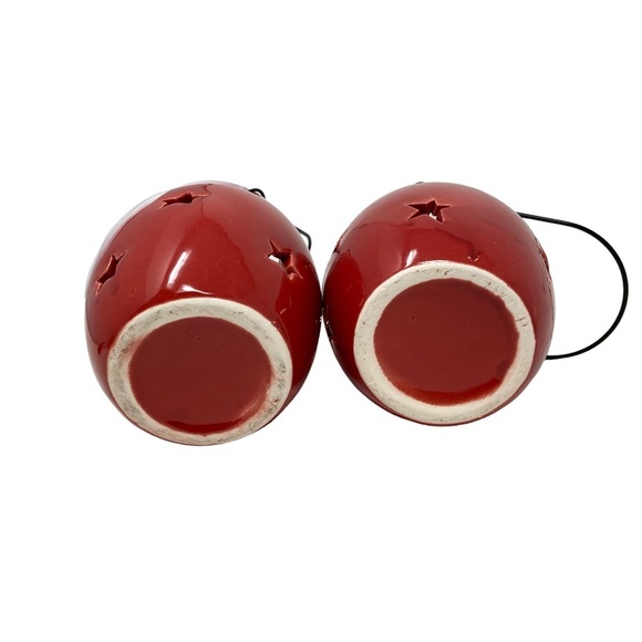 Santa Ceramic Candle Holder with Handle. Set of 2. 4.5” - Picture 6 of 7